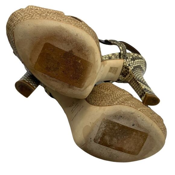 Dolce and Gabbana Snakeskin Tan Black Platform Sandals Heels - Picture 8 of 12